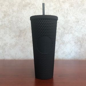Large Matte Black Studded Starbucks Tumbler